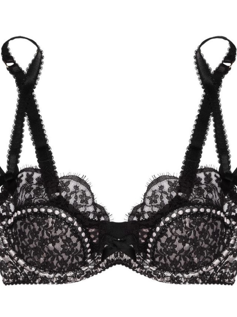 Baby Agent Provocateur Black Lace Underwire Bra, Thong & Garter Belt Set